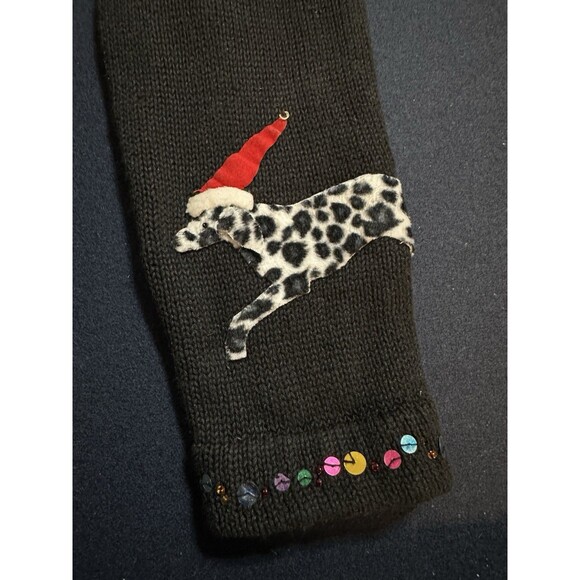 Christmas Sweater Santa Claus Susan Bristol Sz M Cowboy Pajamas Embellished VTG - Picture 9 of 16